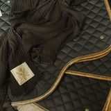 16C Textile, Black Cotton Voile, Bridle Stitch Scarf