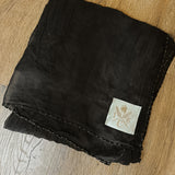16C Textile, Black Cotton Voile, Bridle Stitch Scarf