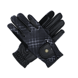 Riding Gloves, Black Field Plaid