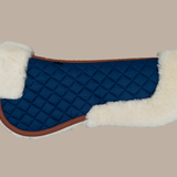 Merino Wool Fleece Half Pad, Navy & Cognac