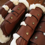 Leatherette Brushing Boots, Cognac