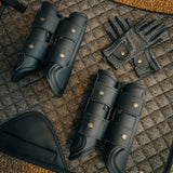 Leatherette Splint Boots, Black