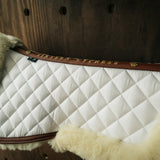 Merino Wool Fleece Half Pad, White & Cognac