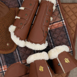 Leatherette Bell Boots, Cognac